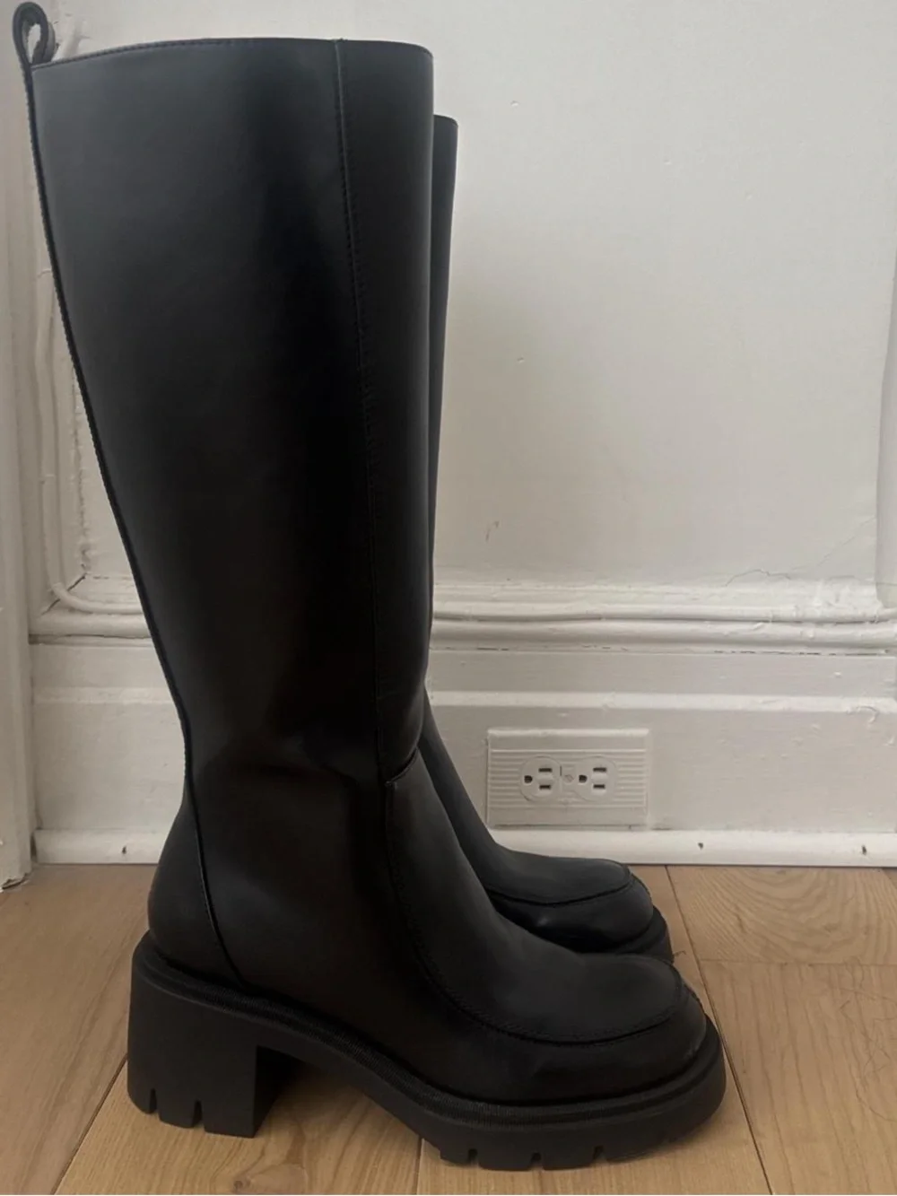 Zara Black Over-The-Knee Chunky-Heel Boots